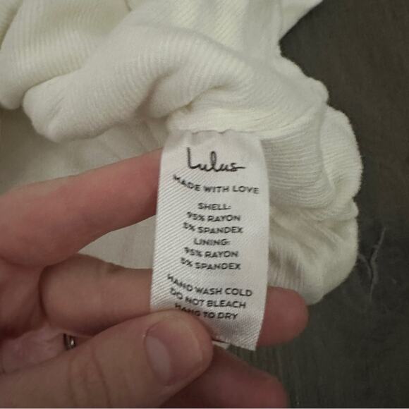 Lulus White‎ Ribbed Long Sleeve V Neck Thong Snap Bodysuit Size M - Picture 6 of 11